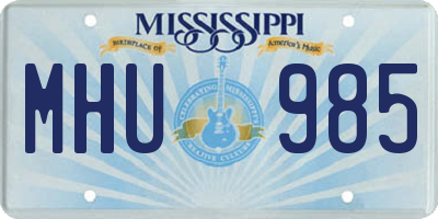 MS license plate MHU985