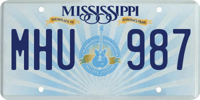 MS license plate MHU987
