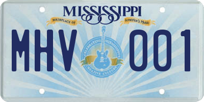 MS license plate MHV001