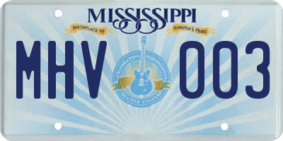 MS license plate MHV003