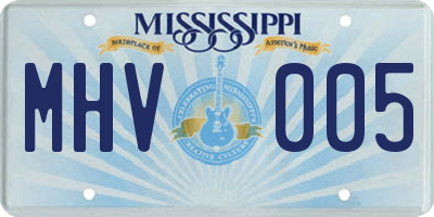 MS license plate MHV005