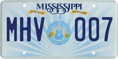 MS license plate MHV007