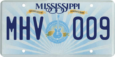MS license plate MHV009