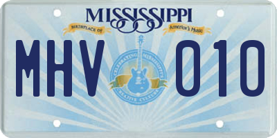MS license plate MHV010