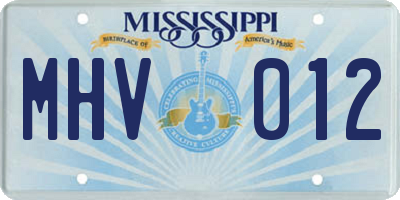 MS license plate MHV012