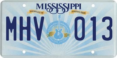 MS license plate MHV013