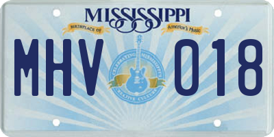 MS license plate MHV018