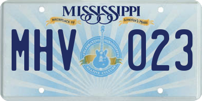 MS license plate MHV023