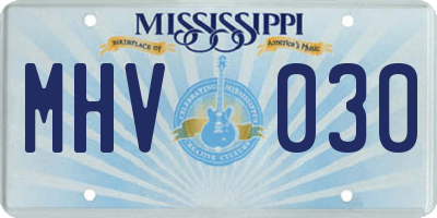 MS license plate MHV030