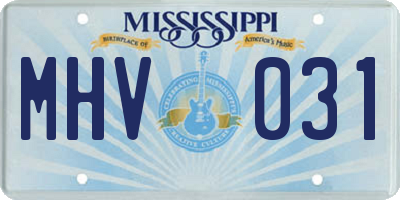 MS license plate MHV031