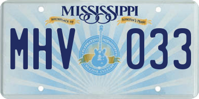 MS license plate MHV033