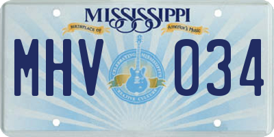 MS license plate MHV034