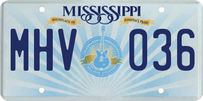 MS license plate MHV036