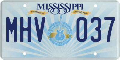 MS license plate MHV037