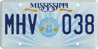 MS license plate MHV038