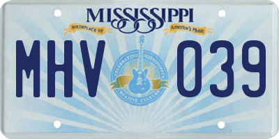 MS license plate MHV039