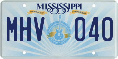 MS license plate MHV040