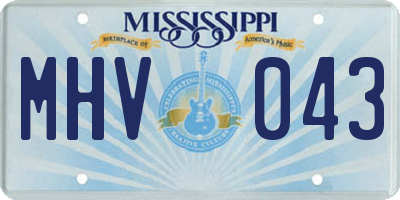 MS license plate MHV043