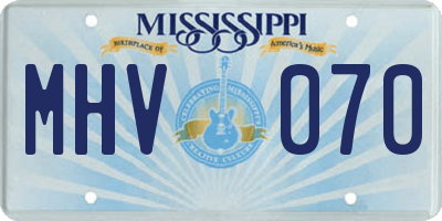 MS license plate MHV070