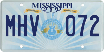 MS license plate MHV072