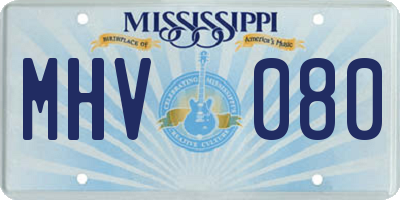 MS license plate MHV080