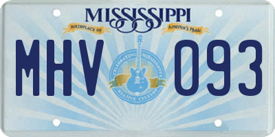 MS license plate MHV093