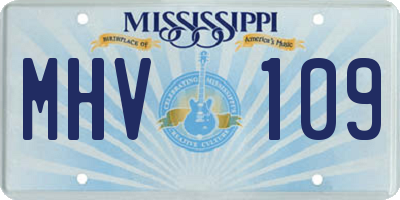MS license plate MHV109