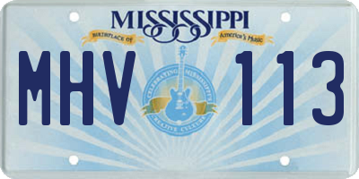 MS license plate MHV113