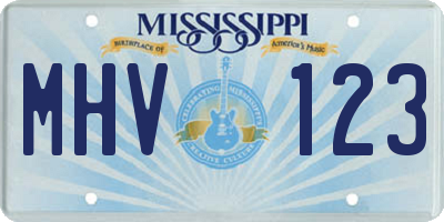 MS license plate MHV123