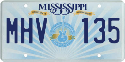 MS license plate MHV135