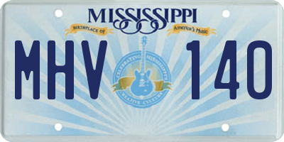 MS license plate MHV140