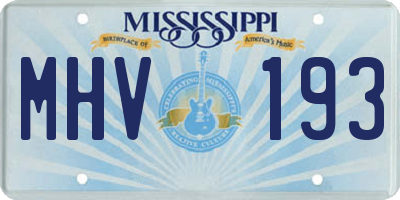 MS license plate MHV193