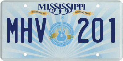 MS license plate MHV201