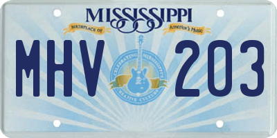 MS license plate MHV203