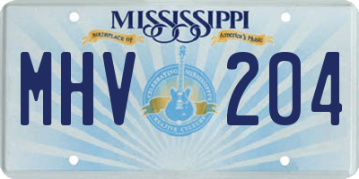MS license plate MHV204