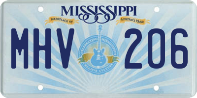 MS license plate MHV206