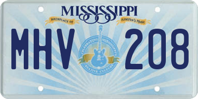 MS license plate MHV208