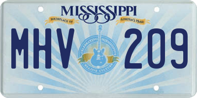 MS license plate MHV209