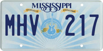 MS license plate MHV217