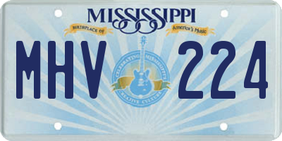 MS license plate MHV224
