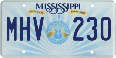 MS license plate MHV230