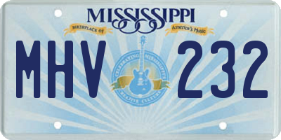 MS license plate MHV232
