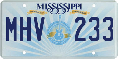 MS license plate MHV233
