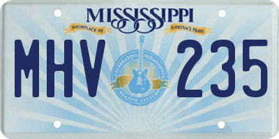 MS license plate MHV235