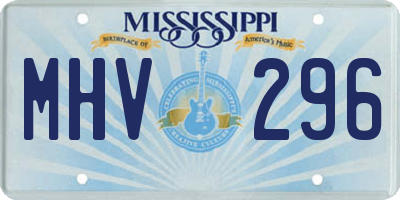 MS license plate MHV296