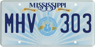 MS license plate MHV303