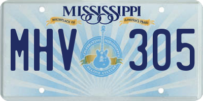 MS license plate MHV305