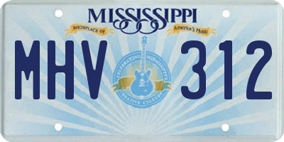 MS license plate MHV312