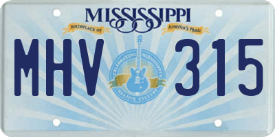 MS license plate MHV315