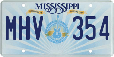 MS license plate MHV354